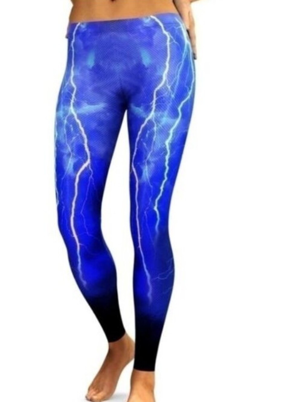 Gearbunch Lightning Strike Blue Bolt Ombre Squat Proof Workout Leggings Size XS